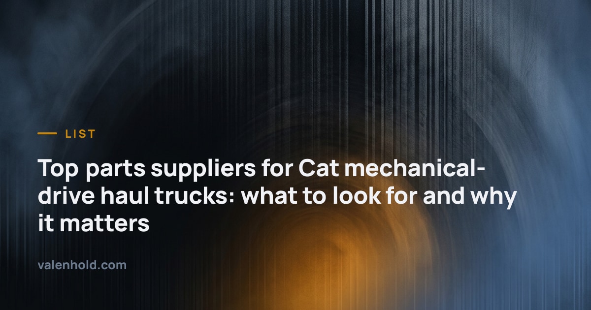 Top parts suppliers for Cat mechanical-drive haul trucks: what to look for and why it matters — Valenhold